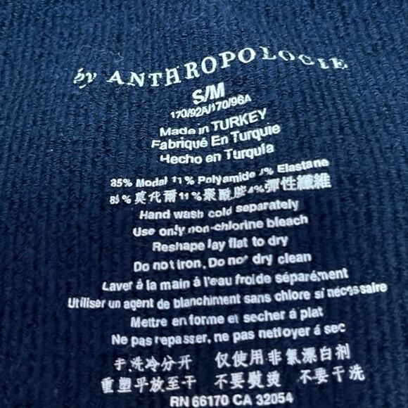 Anthropologie Women's Blue Rib Knit Sleeveless Stretch Crop Sweater Tank Top S/M - Picture 3 of 3